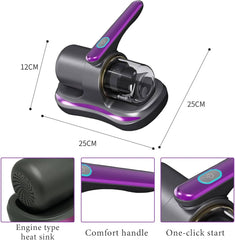 Aspirateur à matelas portatif sans fil avec filtre HEPA léger UV-C et vibrations ultrasoniques 12KPa pour tapis de siège de voiture de canapé de lit