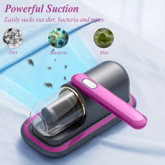 Aspirateur à matelas portatif sans fil avec filtre HEPA léger UV-C et vibrations ultrasoniques 12KPa pour tapis de siège de voiture de canapé de lit